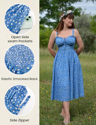 Image of Scarlet Darkness Summer Dresses for Women 2026 Floral Corset Dress Long Milkmaid Dress with Pocket