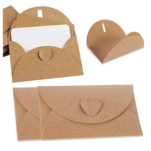 XPEX Paquete de 25 Sobres Kraft Mini Sobres de corazón con 25 Tarjetas de Papel en Blanco Tarjetas de felicitación Hechas a Mano Tarjetas de invitación de cumpleaños de Boda de Acción de Gracias