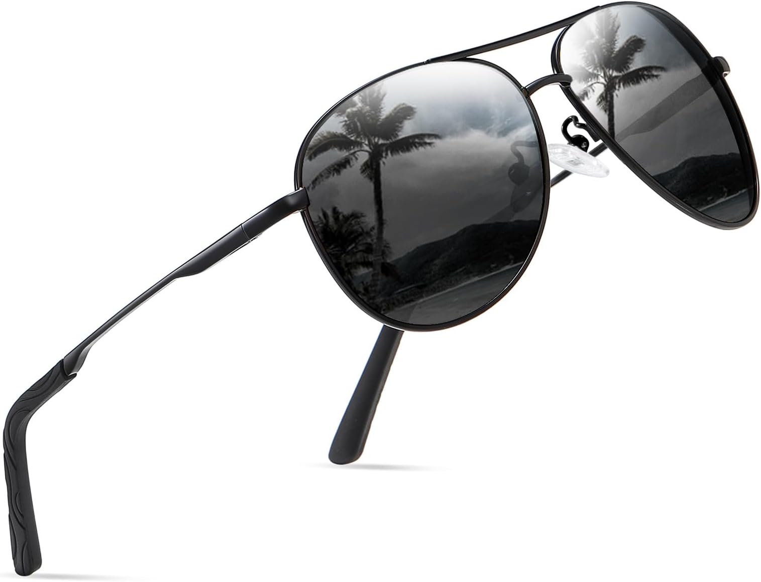 Polarised Sunglasses - Unisex Pilot Sunglasses UV400 Protection Polarized Sun Glasses Black Classic Vintage Style Ultralight Shades For Driving