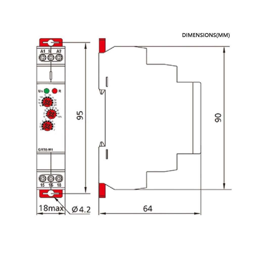 Relé de Retardo,Multifuncional Interruptor de Relé de Retardo GRT8-M2 Relé de Tiempo de retardo con 10 Funciones Relé de retardo AC 220 V Instalación en Carril DIN LED para Control Industrial