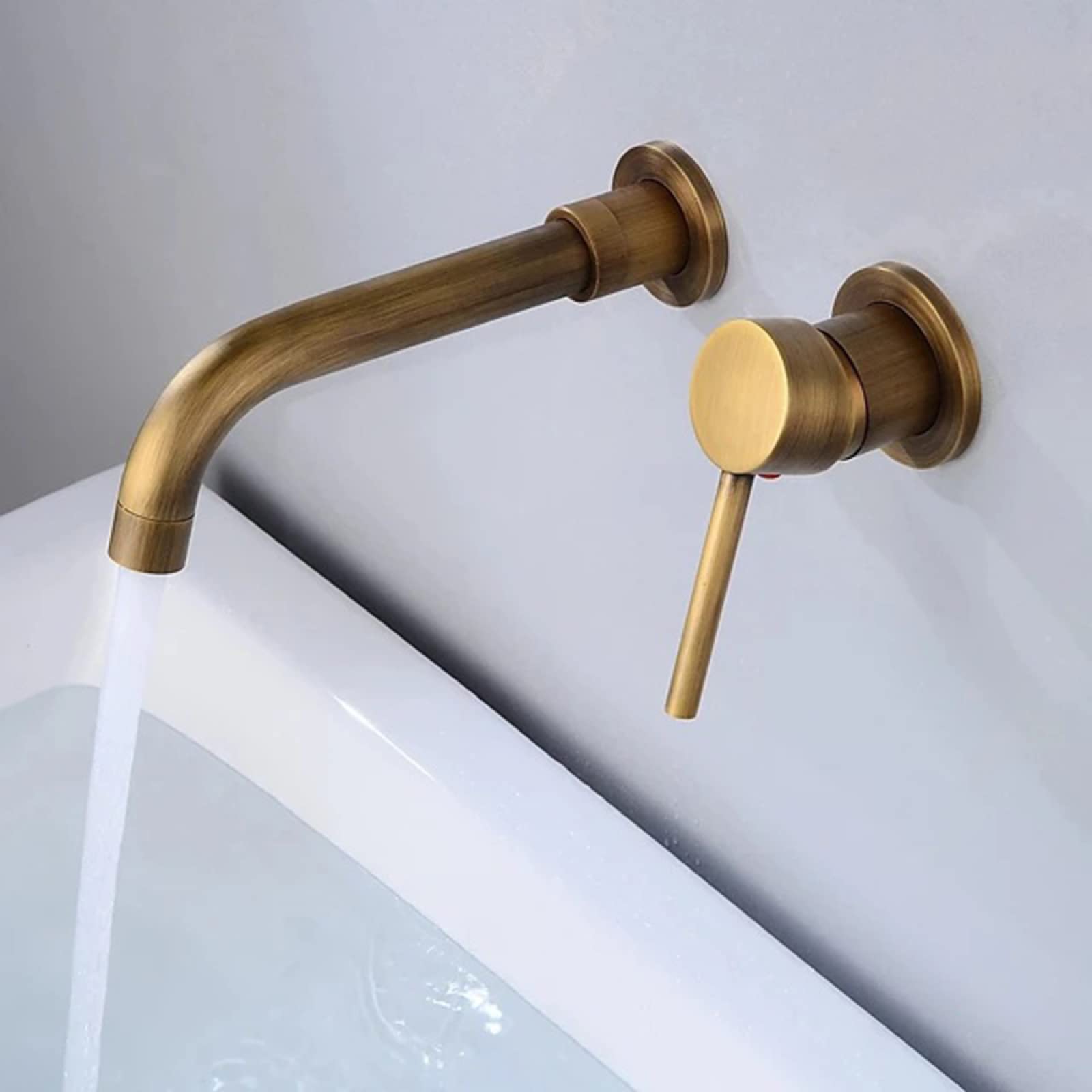 Nvsfzgiyg Antique Wall Mount Sink Faucet Bathroom, Hot And Cold, With Single Handle, 360 Swivel Spout, Black(Antique)