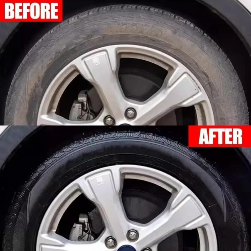 Tyre Nourish Cream, Tire Shine Wax for Car Tires, Restores Black Gloss, UV Protection Waterproof Tire Care Cream, Wheel Refurbishment Polish for Long-Lasting Shine and Clean Look (2PCS) — view 6
