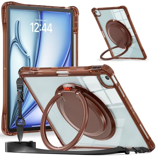 Étui antichoc iPad Air 13 M2 de couleur chocolat avec coque arrière transparente