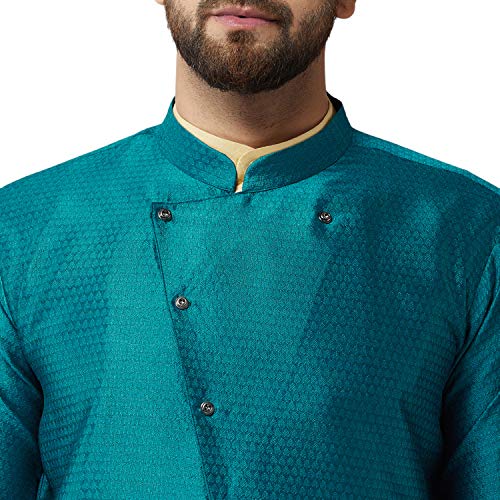 Image of SOJANYA Men's Silk Blend Solid Kurta & Pyjama Set