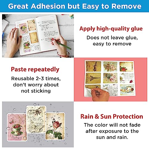 Image of Aesthetic Vintage Vinyl Journal Stickers for Phone Case, Laptop, Notebook, Dairy, Water Bottle, Etc Self-Adhesive Stickers Set of 50 Glossy and Waterproof Stickers (Vintage Theme, 23 cms)