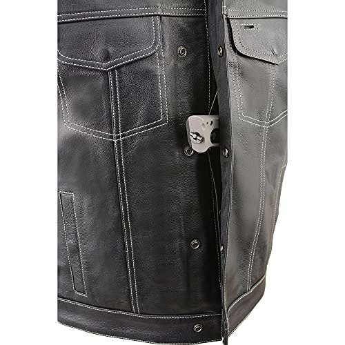 Milwaukee Leather Men's Leather Club Style Biker Vest - Braided Armholes - Flag Liner - Red, Grey, White & Black Variations4