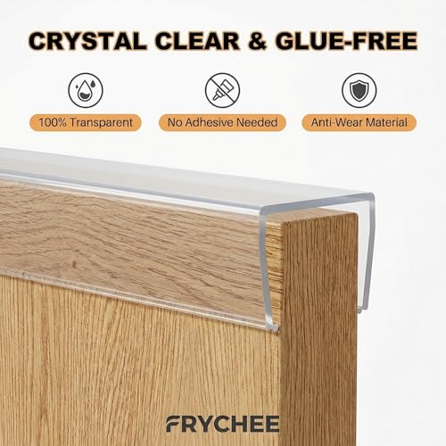 Image of 4 Pack Clear U-Shaped Cabinet Edge Protectors for 3 /4 inch Thick Doors & Drawers - 18 inch Slip-On Guard Prevents Chips, Scratches and Discoloration