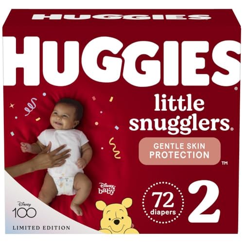 Image of Huggies Size 2 Diapers, Little Snugglers Baby Diapers, Size 2 (12-18 lbs), 72 Count
