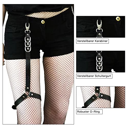 BIAOQINBO Punk PU lederen kousenband voor dames, dijbeen, ring, harnas suspenser, gothic rok, beenring, tailleriem, verstelbare met metalen clip - Image 7