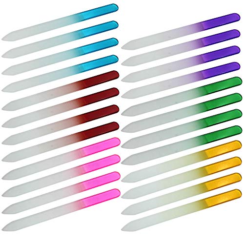 M-Aimee 24 Pieces Crystal Glass Gradient Rainbow Color Nail Files Manicure Nail Art Decoration Makeup Cosmetic Tool - for Fingernail & Toenail Care