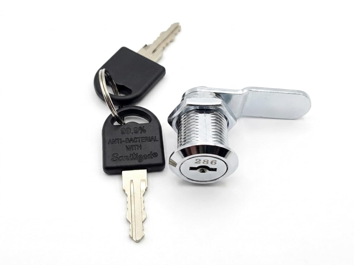 25mm Cam Lock with 2 Keys – 99.9% Anti-Bacterial Sanitized Keys, Chrome Plated, Heavy Duty Lock for Cabinets, Drawers, Mailboxes, Lockers & Enclosures-image-16