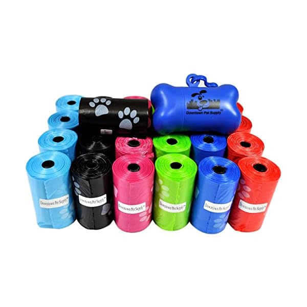 500 Pet Waste Bags, Dog Waste Bags, Bulk Waste Bags on a roll, Clean up Waste Bag Refills – (Color: Rainbow of Colors with Paw Prints) + Free Bone Dispenser, by Downtown Pet Supply 500 Pet Waste Bags, Dog Waste Bags, Bulk Waste Bags on a roll, Clean up Waste Bag Refills – (Color: Rainbow of Colors with Paw Prints) + Free Bone Dispenser, by Downtown Pet Supply