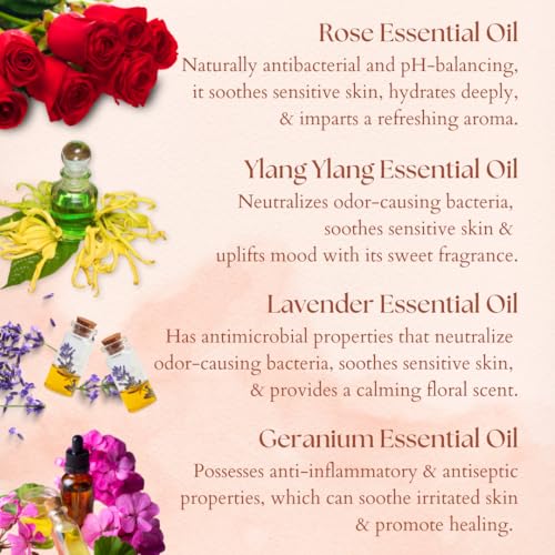 Image of 100% Natural Deodorant Roll On | 24 Hour Body Odour Protection | Rose & Ylang Ylang Essential Oils | ZERO Alcohol | For Men & Women | 75 ml