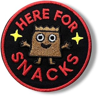 Funny Embroidered Patch – Here for Snacks - Hook and Loop Patch - DIY Applique Accessories for Backpacks - Army Vest