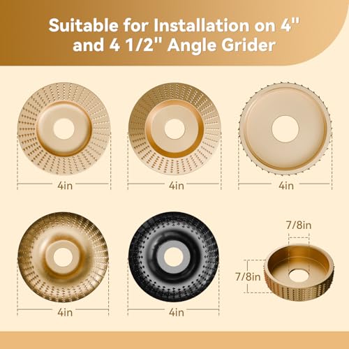Blazetech BT68023-1 5-Piece Wood Carving Disc Set – Premium Grinding Wheel For Angle Grinders thumb #1