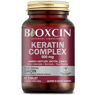 Bioxcin Keratin Complex Food Supplement – 60 Tablets – Biotin Contains Zinc, Collagen, Vitamins and Plant Extracts – Support for Hair, Skin and Nail Health