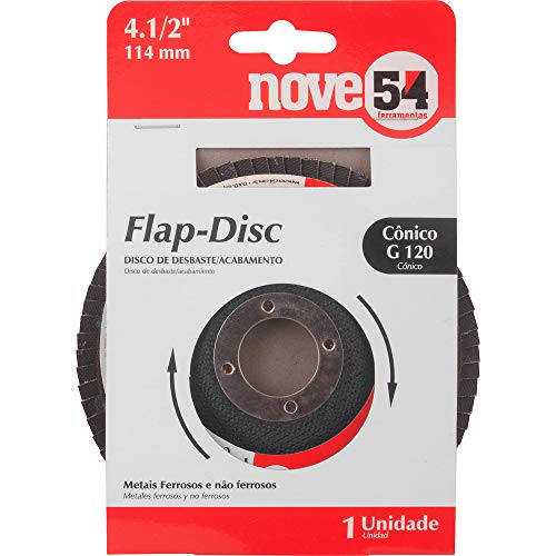 Disco De Desbaste/acabamento, Flap-disc, Cônico, 4.1/2', Grão 120, Costado De Fibra, Nove54 Nove 54