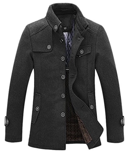 Image of chouyatou Men's Winter Stylish Wool Blend Single Breasted Military Peacoat