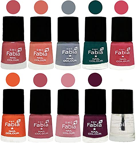 Image of ALL IN ONE (PACK OF 10), Long Lasting Glossy Nail Polish, 6 ml Each, All Vibrant Colours,02032
