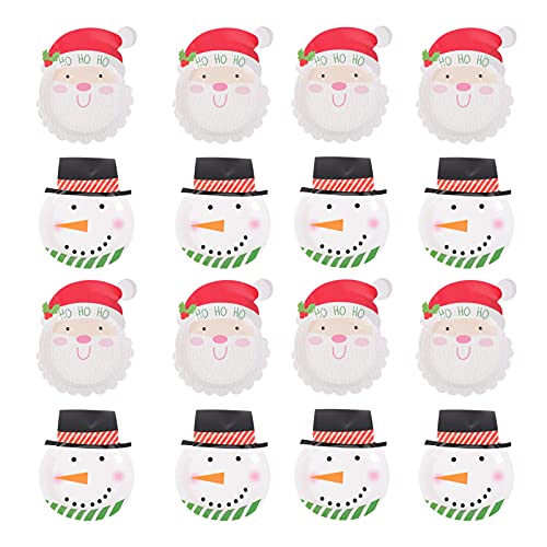 TOPBATHY 16pcs Christmas Dinner Table Plate Xmas Party Supplies Dinnerware Paper Dessert Cake Tray Tableware