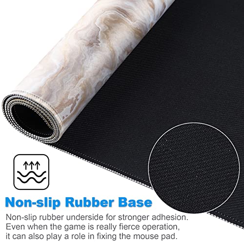 Image of Large Gaming Mouse Pad with Stitched Edges,[27.5x11.8In] Extended Mouse Pad with Non-Slip Natural Rubber Base for Gamer /Desktop /Office /Home (70x30 Marble)