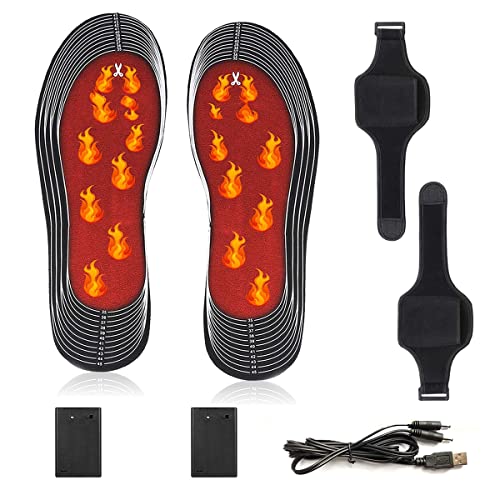 Heated Insoles, USB Waterproof Heating Warmer Shoes Insoles, Cutting Washable Thermal Shoes Insoles for Winter Hunting, Skiing, Fishing, Hiking Cover