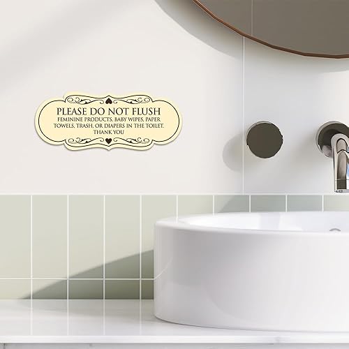 Miniatura 5 de Signs ByLITA Designer Please Do Not Flush Etiqutte Letrero (negro) - Pequeño 1 paquete