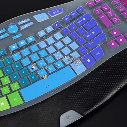 Keyboard Cover For Logitech K350 Mk570 Mk550 Wireless Wave Keyboard, Logitech K350 Wireless Wave Keyboard Accessories, Logitech K350 Keyboard Skin Protector - Rainbow #TOP2