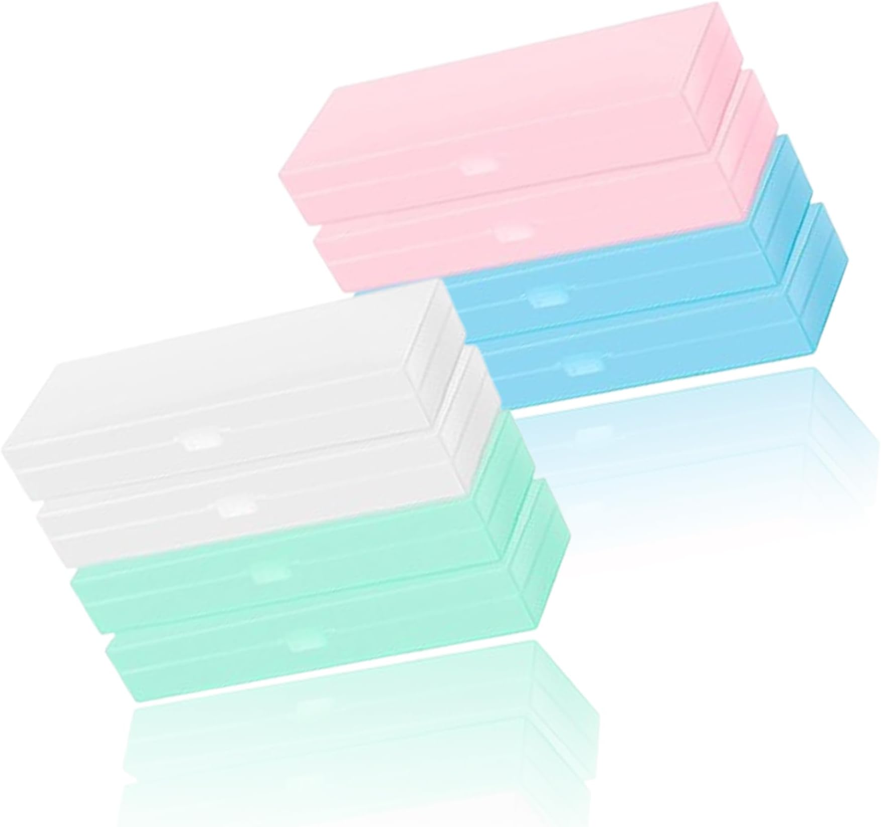 – Blissmia® 8 Pcs Plastic Pencil Case Set with Hinged Lid – Frosted Transparent Organizer for Pens, Makeup Brushes, Stationery – White Blue Pink Green