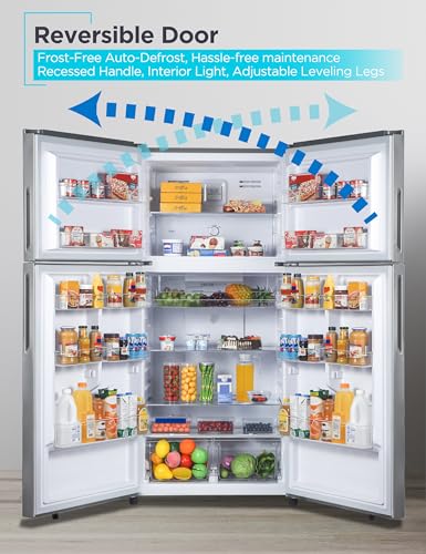 Image of BLACK+DECKER 16.4 Cu. Ft. Top Mount Refrigerator with Freezer, 2 Door Refrigerator with Top Freezer and Separate Temperature Controls, Auto Defrost, Full Size, BR1640KS, Stainless Steel Look
