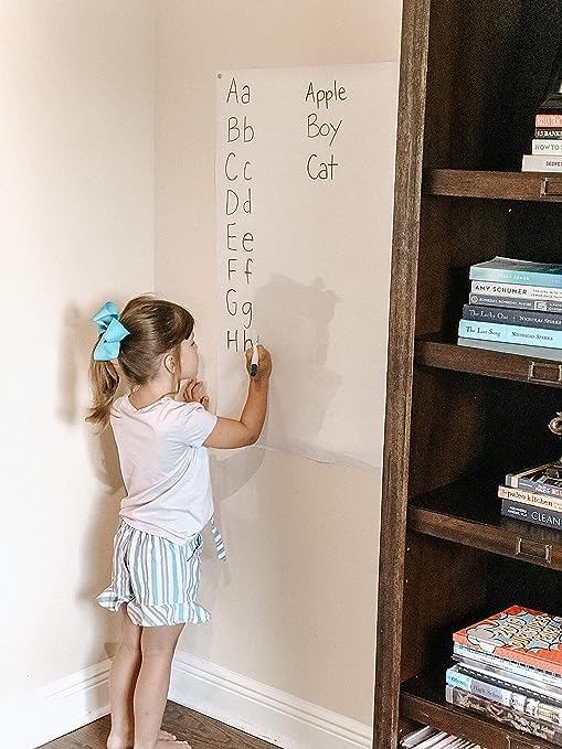 Image of SIA VENDORS Erasable Self-Adhesive Waterproof Removable Board Sticker for Wall for Teaching with The Marker Use in Office, School, Kids Room, Kitchen, Study Table (12' X 62'Inch, (White Board))
