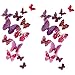 24 PCS Pegatinas Mariposa en Capas 3D Decoración Pegatina Pared 3D Mural Arte Artesania Bricolaje Pegatinas Decoracion Mariposa Calcomanías para el Hogar Murales Papel Decorativo (Fucsia)