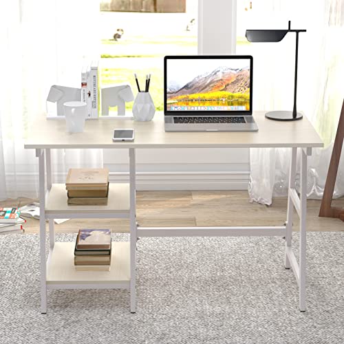 Sogeshome 47'' Computer Desk With Shelf Office Desk Computer Workstation Trestle Desk Pc Desk, Maple #TOP3