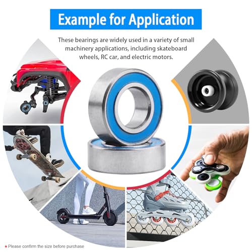 Image of 10pcs MR126-2RS Ball Bearings - Miniature Deep Groove Ball Bearing Double Blue Rubber Sealed Chrome Steel for RC Cars /Planes /Drone /Robotics and Small Electric Motors(6x12x4mm)