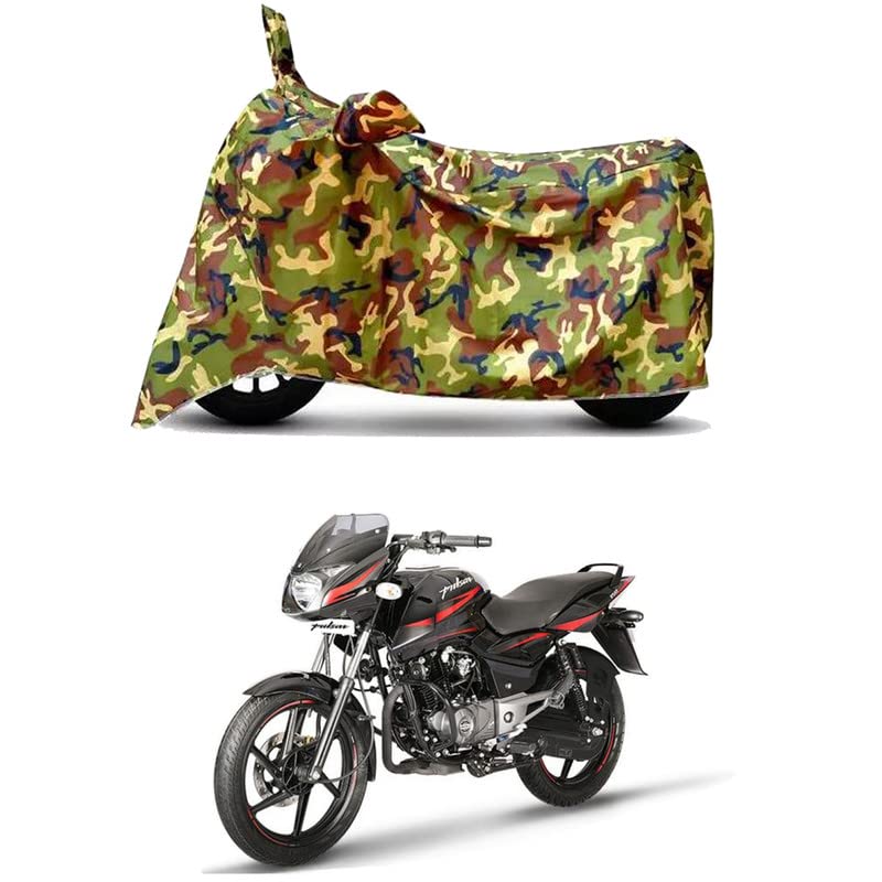 Image of Waterproof 100% PVC Coated Full Bike Scooty Two Wheeler Body Cover Compatible for Bajaj Pulsar 150 /UV-Rays /Heat Protection /Birds Dropping /Scratchproof /Dust Proof [6X6 Jungle Print]