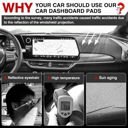 Image of Autorder Dashboard Cover Mat for Chevy Chevrolet Equinox EV 2024 2025 2026 Accessories Dash Cover Upgrade Velvet Dash Mat Sunshade Glare UV Rays Protector