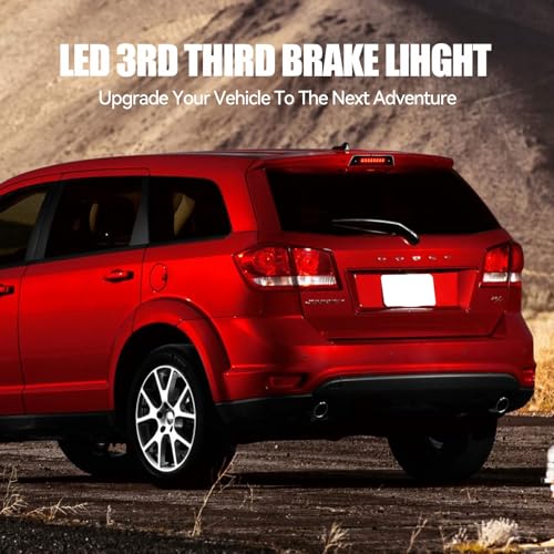 Image of Third 3rd Brake Light LED for 2010-2016 Dodge Journey, High Mount Rear Brake Lights Assembly for 10-16 Journey, Waterproof Center Cab Lamp Stop Light (Black)