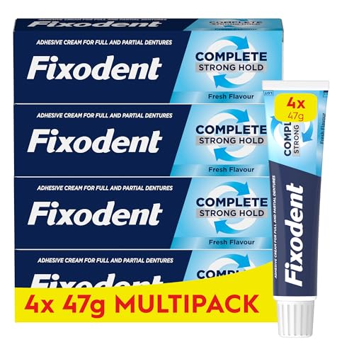 Fixodent Complete Denture Adhesive, Fresh Flavour 47g (Pack of 4)