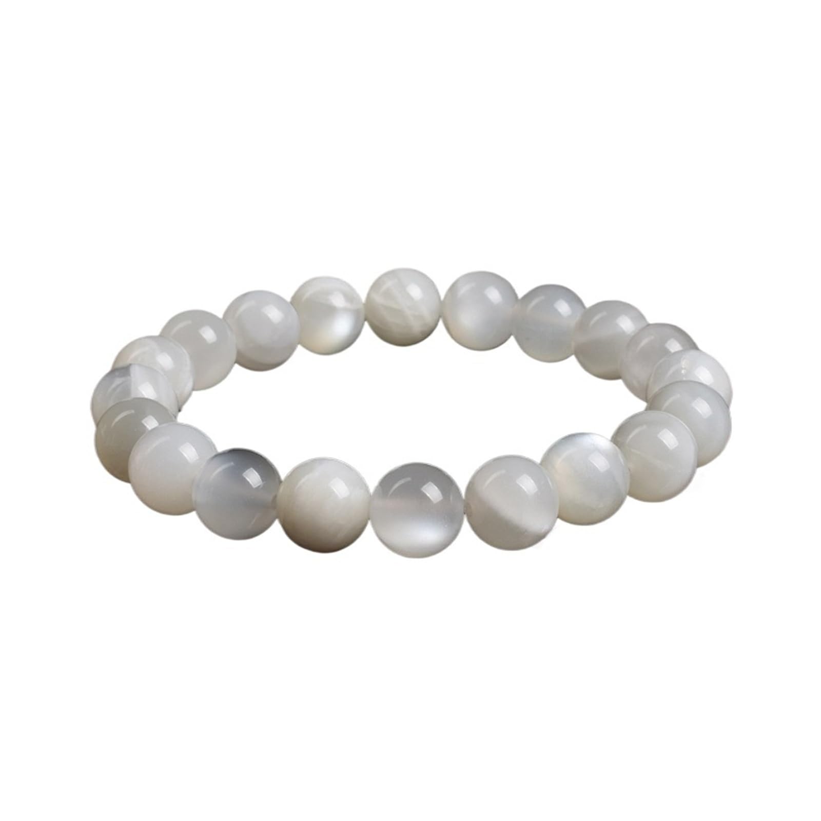 Echtes weißes Mondstein-Armband, Perlen, elastische Armbänder for Damen und Herren, 8 mm Edelstein-Schmuck