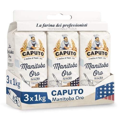 Harina Caputo Manitoba Oro, Origen Italiana, elástica de alto valor proteico, ideal para repostería y productos fermentados, Tipo Harina 0, Contiene 3 unidades de 1 Kg