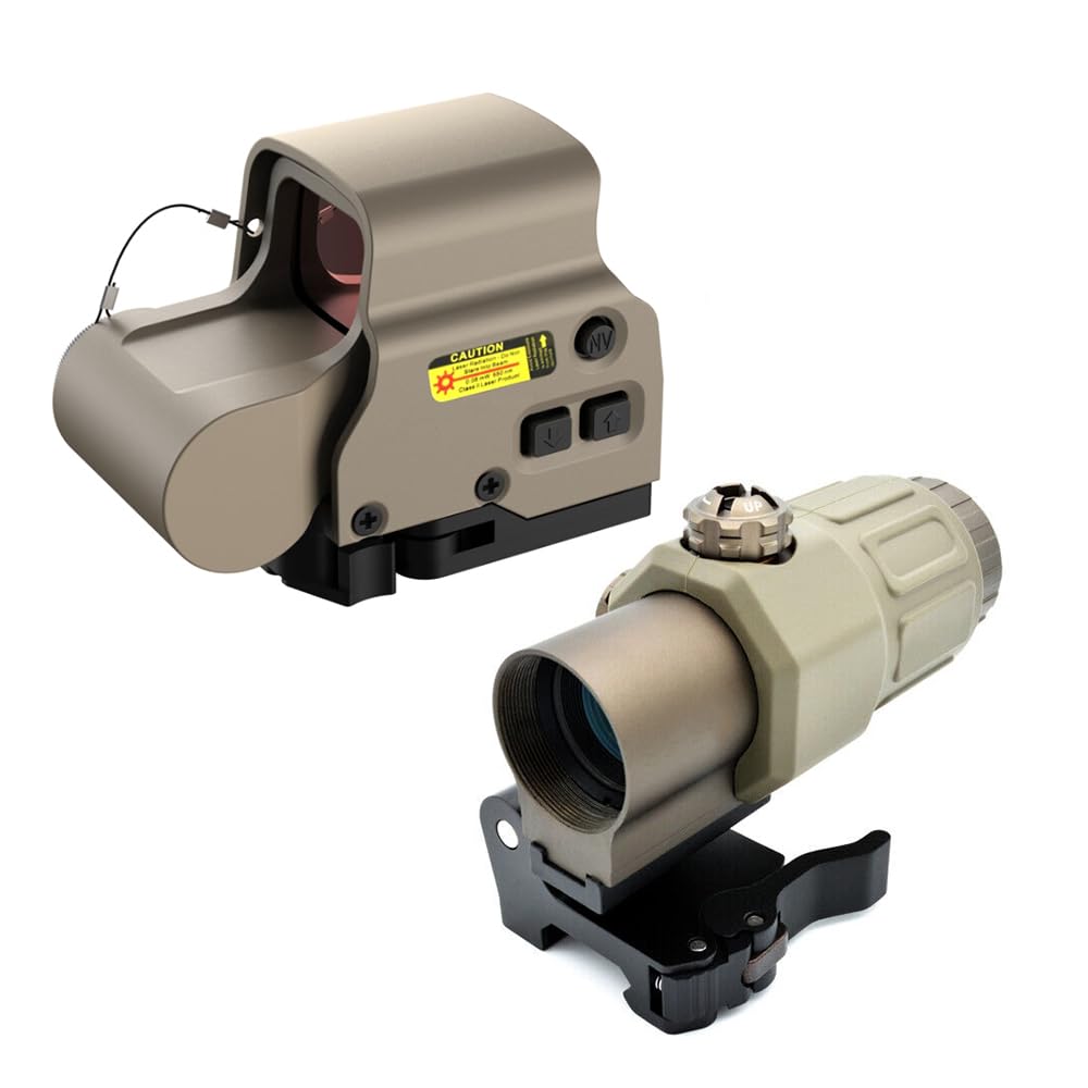 G33 - Lupa híbrida 3X y mira reflectante holográfica de punto rojo 558 con función IR, multiplicador de liberación rápida, para montaje en riel de 20 mm, color marrón