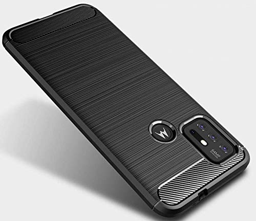 Image of NPRC Hybrid Ultra Slim Protective Case TPU Non-Slip Carbon Fiber Texture Shockproof Case Cover for Moto G10 - Black