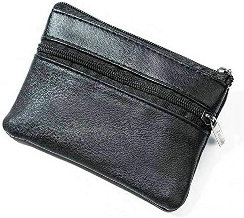 Mens Ladies Soft Black Leather Coin Pouch Purse Wallet