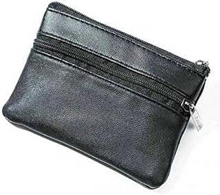 Mens Ladies Soft Black Leather Coin Pouch Purse Wallet