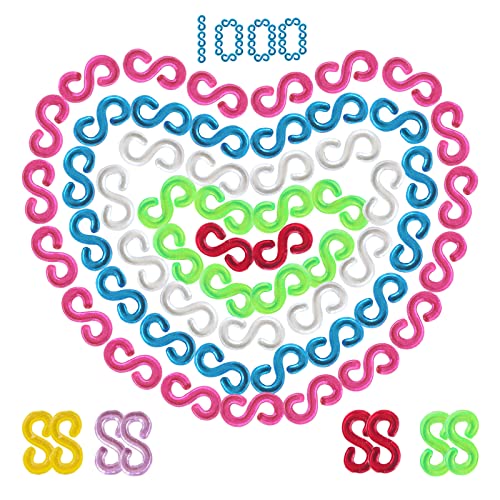 Zliger Loom Bänder Verschlüsse, 1000 Stück Loom Bänder Zubehör Loom Zubehör Loom Bänder Set Werkzeug Loom Bands Für Anschluss Von Loom Band Armbänder Schmuck Zubehör Werkzeug (Weiß + Bunt) Cover