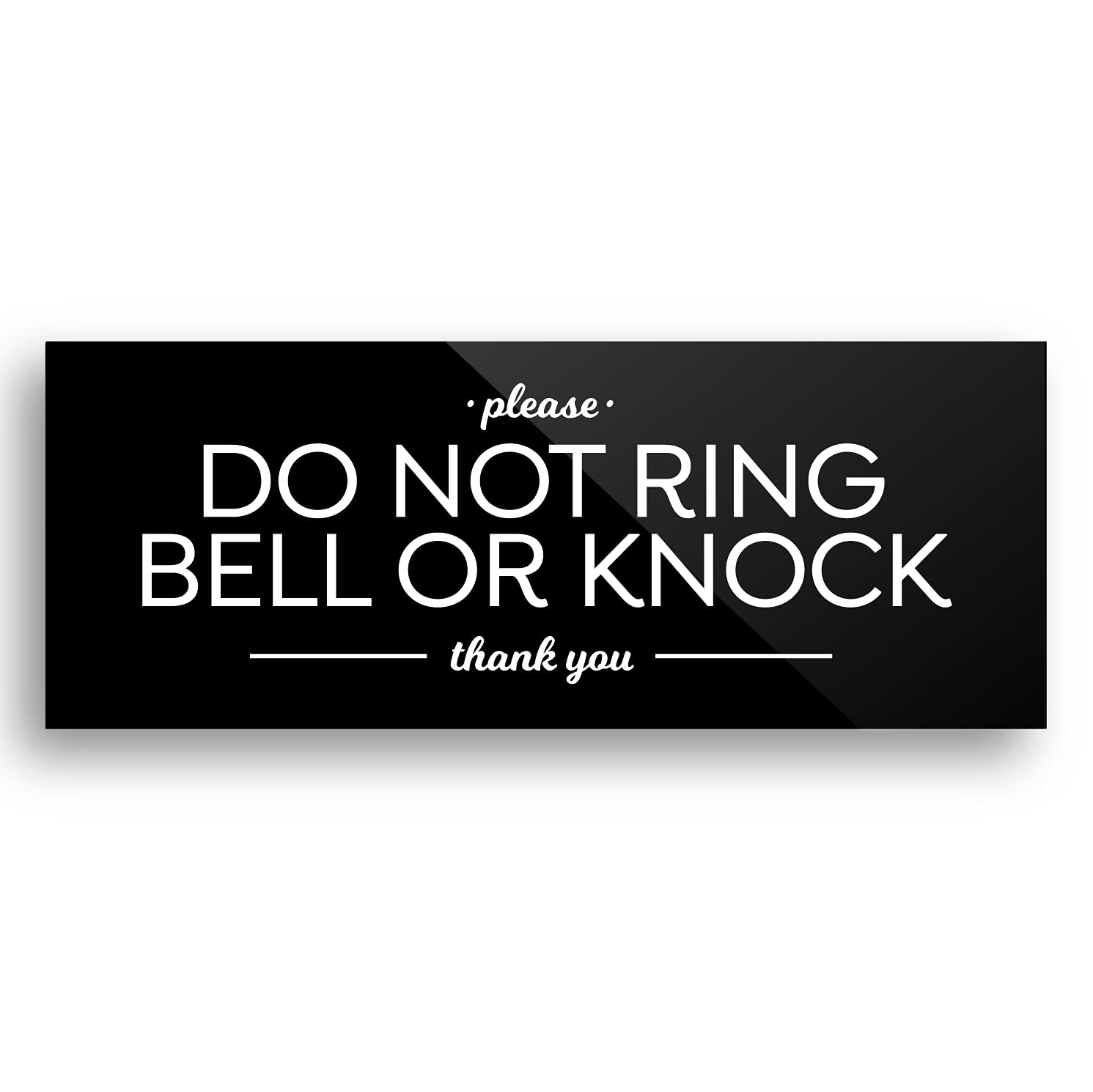 No Disturb Sign 12X6 Inch - Do Not Ring Bell or Knock Premium Acrylic Sign, Ready to Stick, Durable