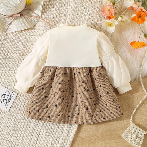 Image of EIO Baby Girl Princess Dress - Long Sleeve Cotton Frock with Round Neck | Comfortable Kids Birthday Outfit | Toddler Girl Casual & Festive Dress