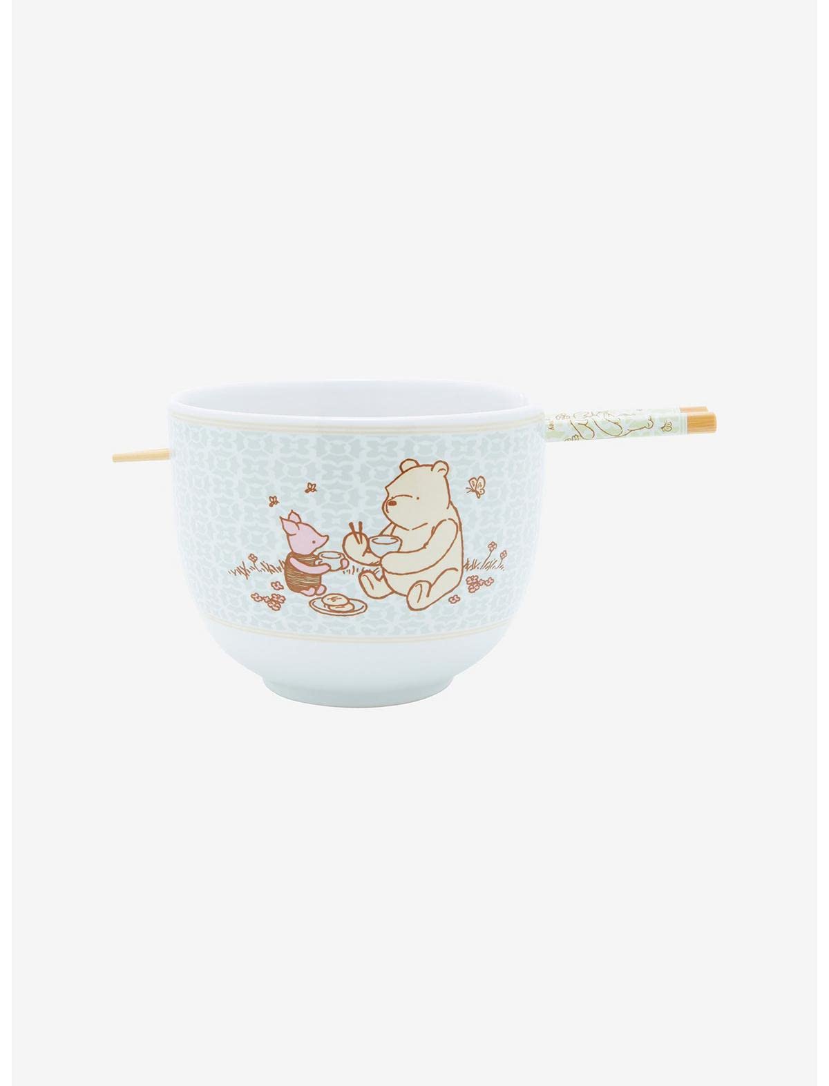 Disney Winnie The Pooh Picnic Scene Ramen Bowl With Chopsticks