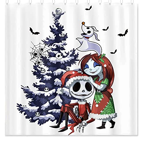 LHSCVUFASC Anime Shower Curtains for Bathroom Decor Christmas Decorations Shower Curtain Movie Curtain with Hooks 72x72 Inch