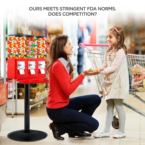 Image of Candy Machine Dispenser Gumball & Candy Vending Machine Supports Large Gum Balls with Coin Operated for Commercial Use Includes Anti Theft Lock Meets FDA Norms